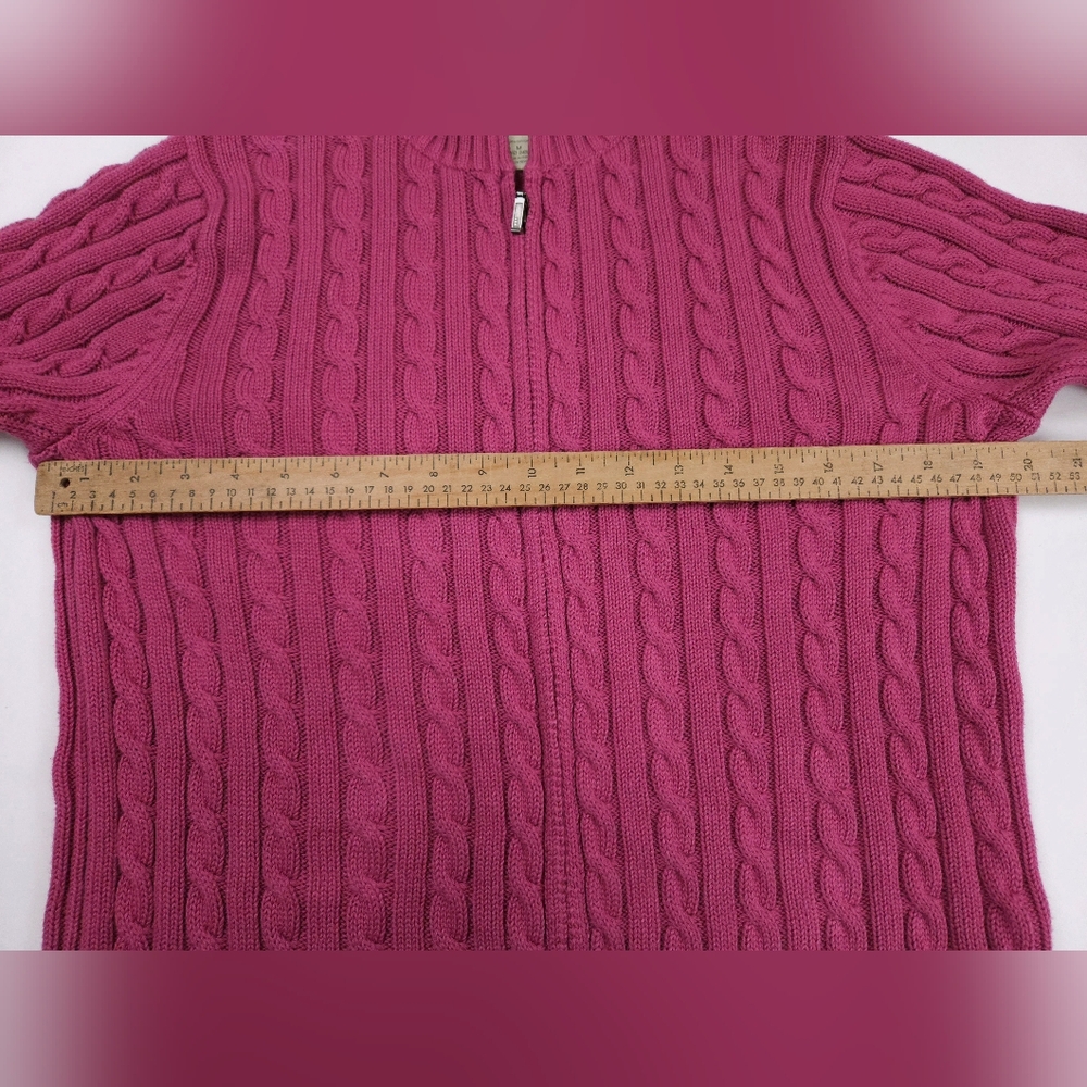 L.L. Bean Raspberry Cable Knit Cardigan - Picture 6 of 15